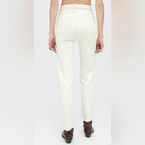 NWT RE/DONE High Rise Stove Pipe Jeans Comfort Stretch Raw Hem Ecru 23 - Picture 3 of 16